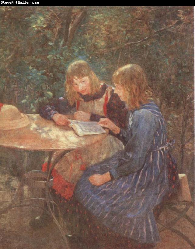 Fritz von Uhde Two daughters in the garden